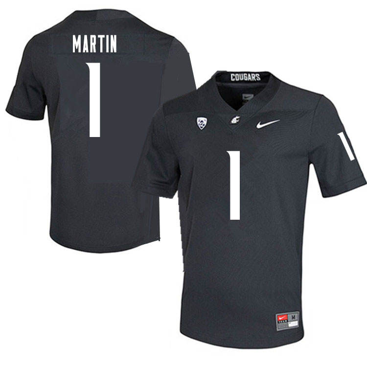 Men #1 Davontavean Martin Washington State Cougars College Football Jerseys Sale-Charcoal - Click Image to Close